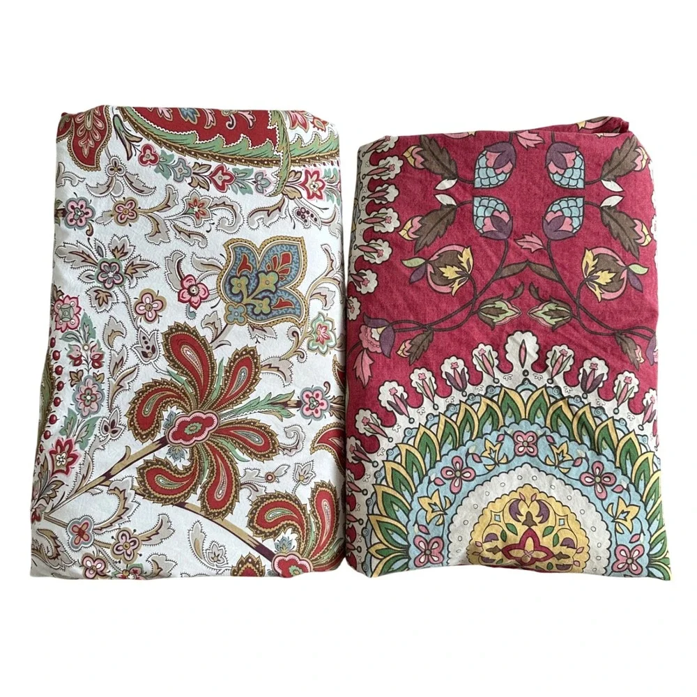 Set of 2 Pottery Barn Duvet Covers Full/Queen 100% Cotton Paisley Medallion